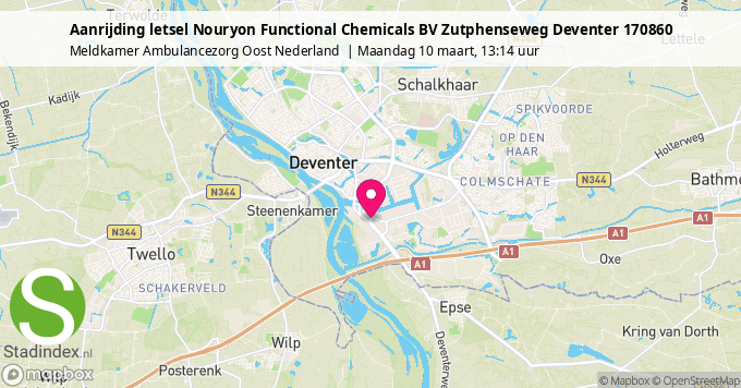 Aanrijding letsel Nouryon Functional Chemicals BV Zutphenseweg Deventer 170860