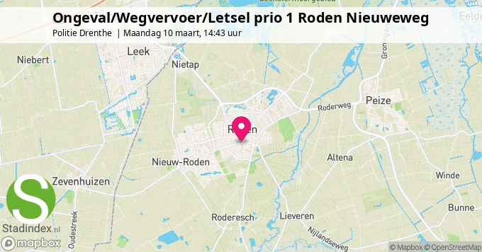 Ongeval/Wegvervoer/Letsel prio 1 Roden Nieuweweg