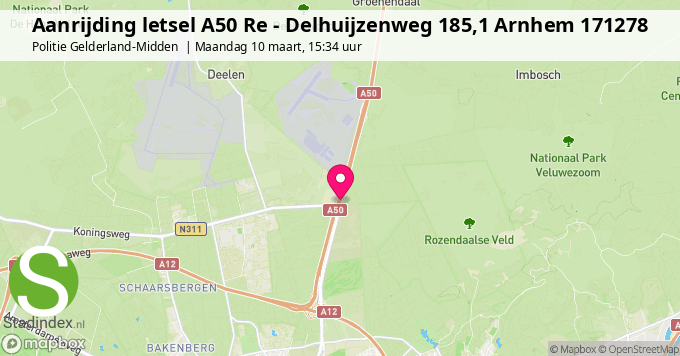 Aanrijding letsel A50 Re - Delhuijzenweg 185,1 Arnhem 171278