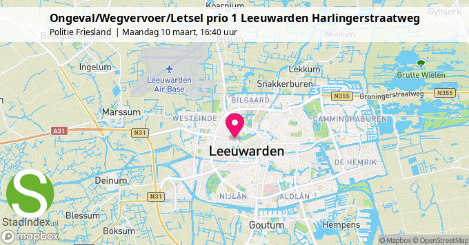 Ongeval/Wegvervoer/Letsel prio 1 Leeuwarden Harlingerstraatweg