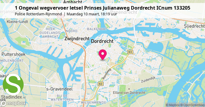 1 Ongeval wegvervoer letsel Prinses Julianaweg Dordrecht ICnum 133205