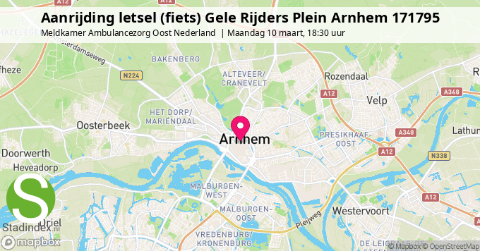 Aanrijding letsel (fiets) Gele Rijders Plein Arnhem 171795