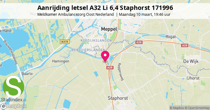 Aanrijding letsel A32 Li 6,4 Staphorst 171996