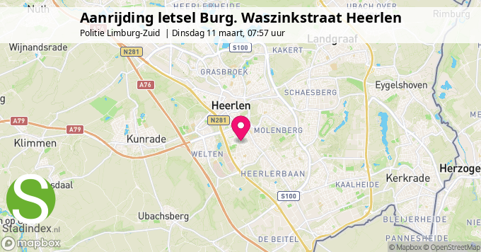 Aanrijding letsel Burg. Waszinkstraat Heerlen