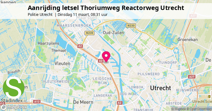 Aanrijding letsel Thoriumweg Reactorweg Utrecht