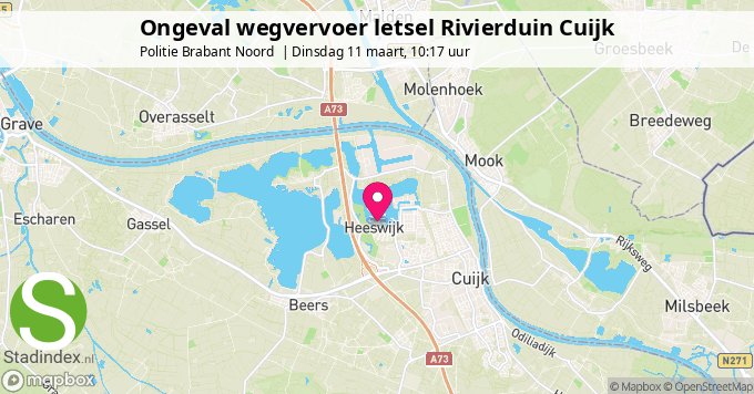 Ongeval wegvervoer letsel Rivierduin Cuijk