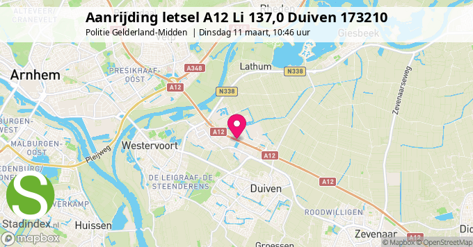 Aanrijding letsel A12 Li 137,0 Duiven 173210