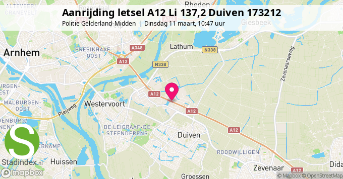 Aanrijding letsel A12 Li 137,2 Duiven 173212