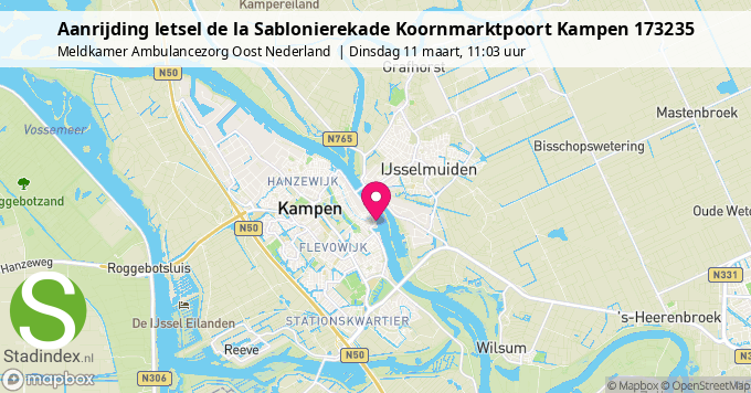 Aanrijding letsel de la Sablonierekade Koornmarktpoort Kampen 173235