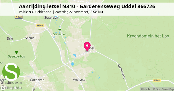 Aanrijding letsel N310 - Garderenseweg Uddel 866726