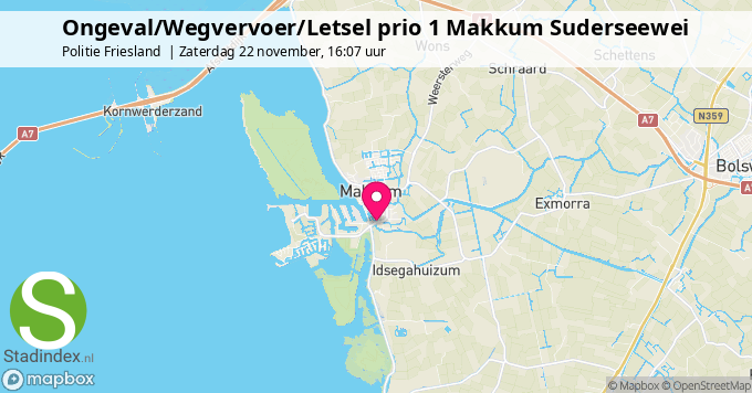 Ongeval/Wegvervoer/Letsel prio 1 Makkum Suderseewei