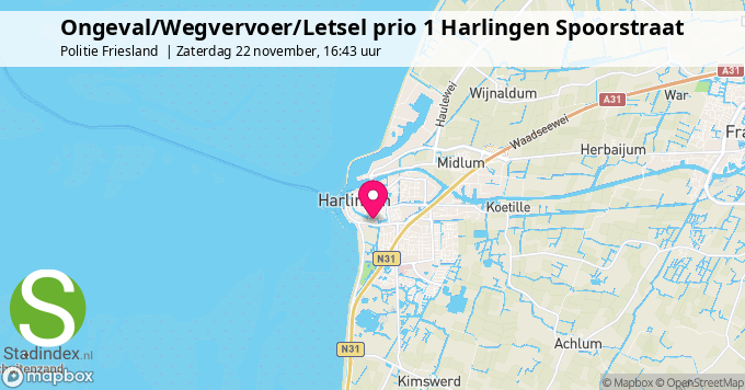 Ongeval/Wegvervoer/Letsel prio 1 Harlingen Spoorstraat