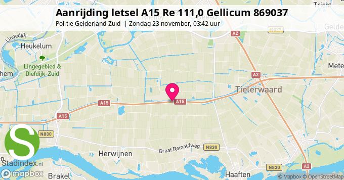 Aanrijding letsel A15 Re 111,0 Gellicum 869037