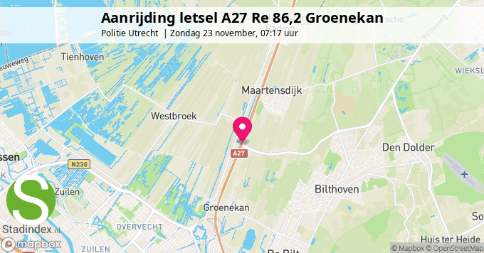 Aanrijding letsel A27 Re 86,2 Groenekan