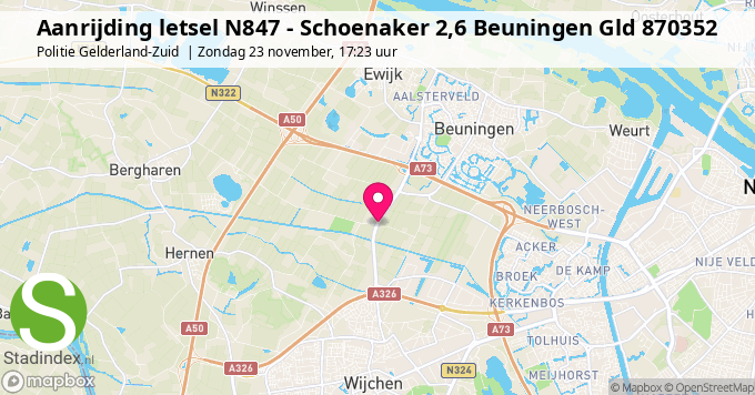 Aanrijding letsel N847 - Schoenaker 2,6 Beuningen Gld 870352