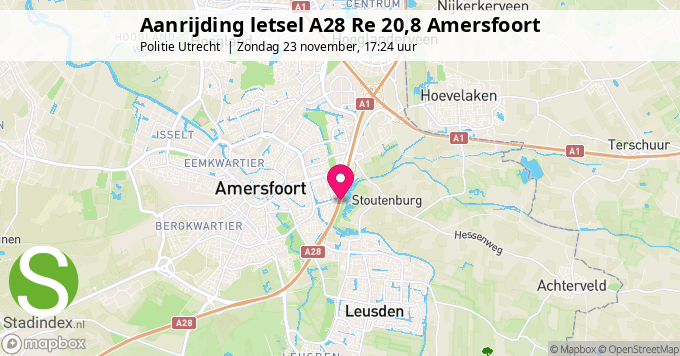 Aanrijding letsel A28 Re 20,8 Amersfoort