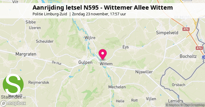 Aanrijding letsel N595 - Wittemer Allee Wittem