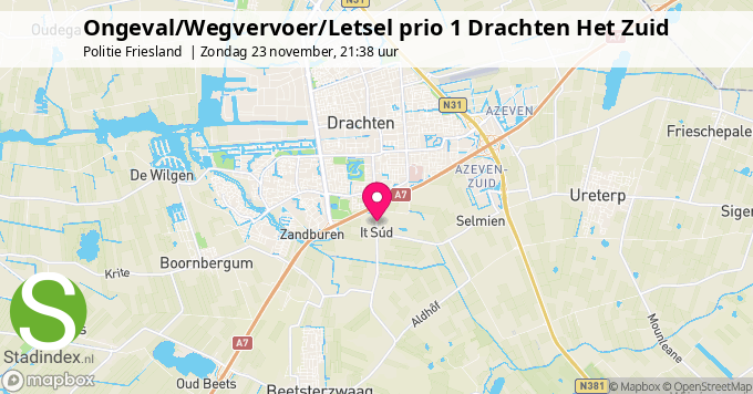 Ongeval/Wegvervoer/Letsel prio 1 Drachten Het Zuid