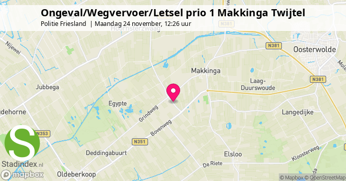 Ongeval/Wegvervoer/Letsel prio 1 Makkinga Twijtel