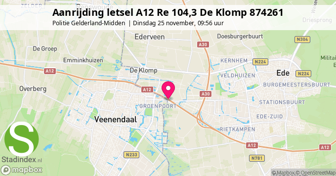 Aanrijding letsel A12 Re 104,3 De Klomp 874261