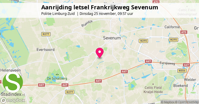 Aanrijding letsel Frankrijkweg Sevenum