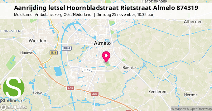 Aanrijding letsel Hoornbladstraat Rietstraat Almelo 874319