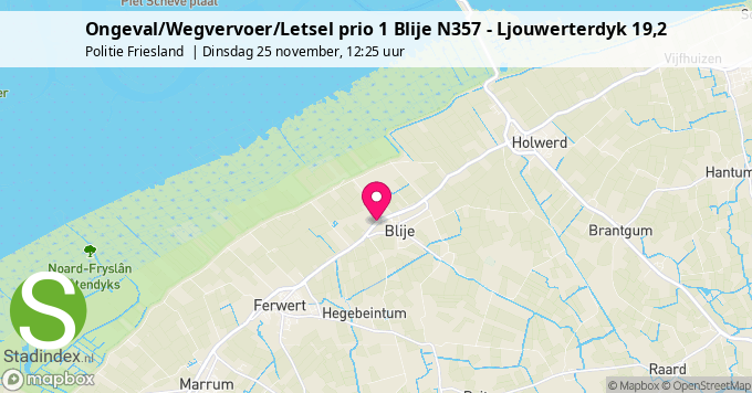 Ongeval/Wegvervoer/Letsel prio 1 Blije N357 - Ljouwerterdyk 19,2