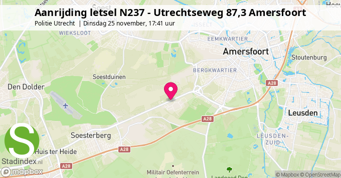 Aanrijding letsel N237 - Utrechtseweg 87,3 Amersfoort