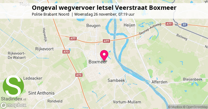Ongeval wegvervoer letsel Veerstraat Boxmeer