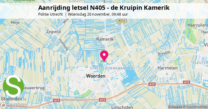 Aanrijding letsel N405 - de Kruipin Kamerik