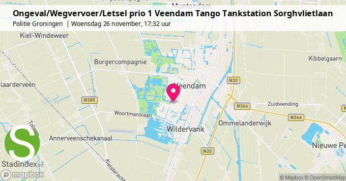 Ongeval/Wegvervoer/Letsel prio 1 Veendam Tango Tankstation Sorghvlietlaan