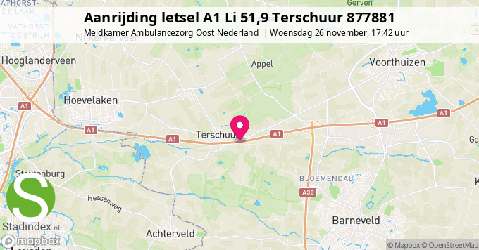Aanrijding letsel A1 Li 51,9 Terschuur 877881