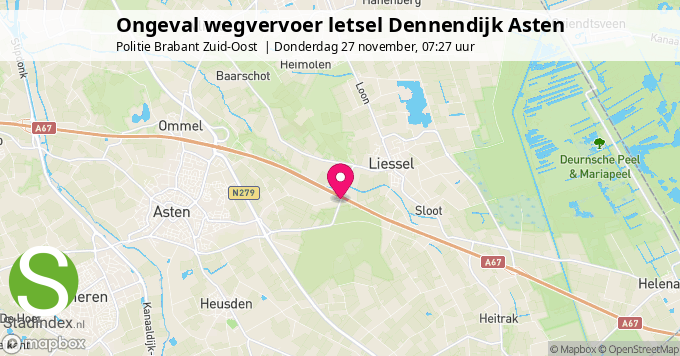 Ongeval wegvervoer letsel Dennendijk Asten