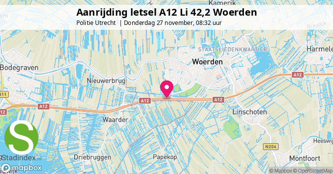 Aanrijding letsel A12 Li 42,2 Woerden