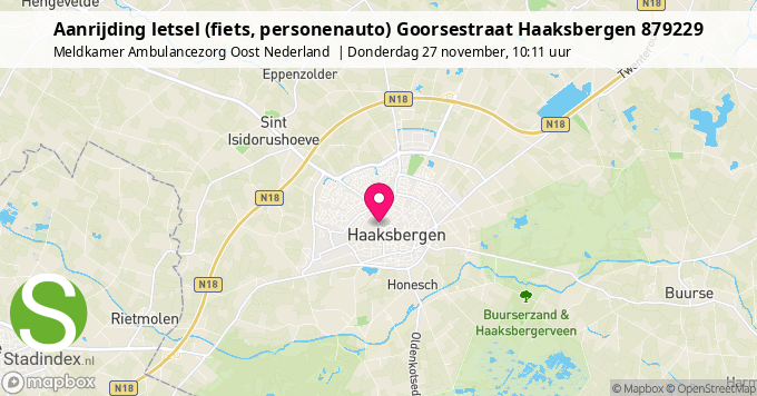Aanrijding letsel (fiets, personenauto) Goorsestraat Haaksbergen 879229