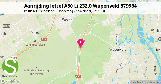 Aanrijding letsel A50 Li 232,0 Wapenveld 879564