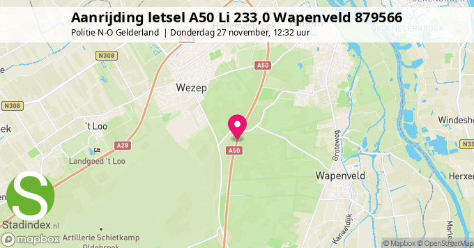 Aanrijding letsel A50 Li 233,0 Wapenveld 879566