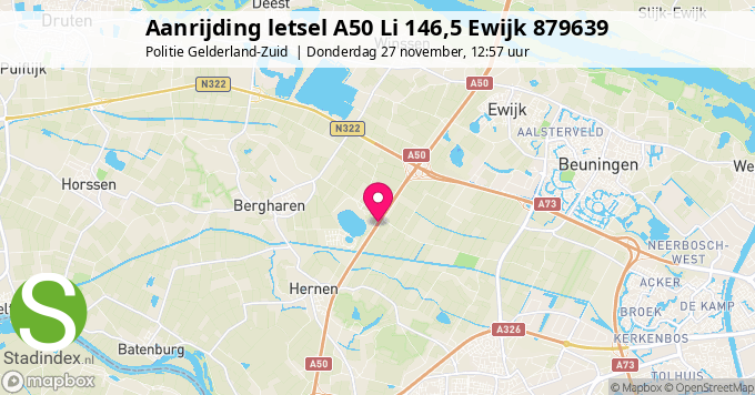 Aanrijding letsel A50 Li 146,5 Ewijk 879639