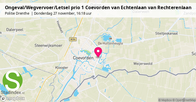 Ongeval/Wegvervoer/Letsel prio 1 Coevorden van Echtenlaan van Rechterenlaan