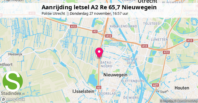 Aanrijding letsel A2 Re 65,7 Nieuwegein