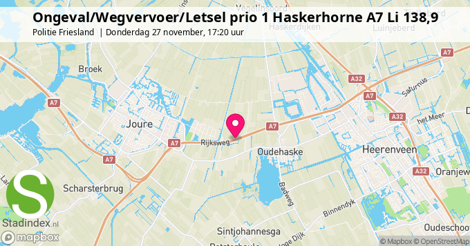 Ongeval/Wegvervoer/Letsel prio 1 Haskerhorne A7 Li 138,9