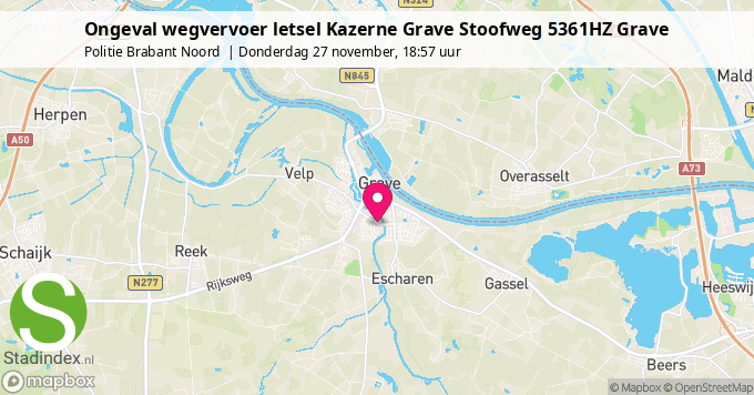 Ongeval wegvervoer letsel Kazerne Grave Stoofweg 5361HZ Grave
