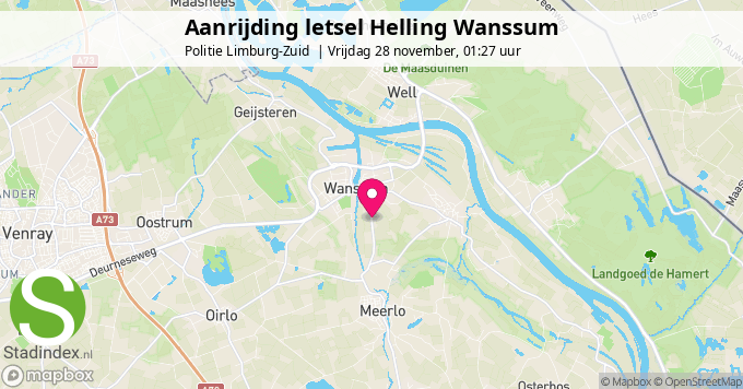 Aanrijding letsel Helling Wanssum