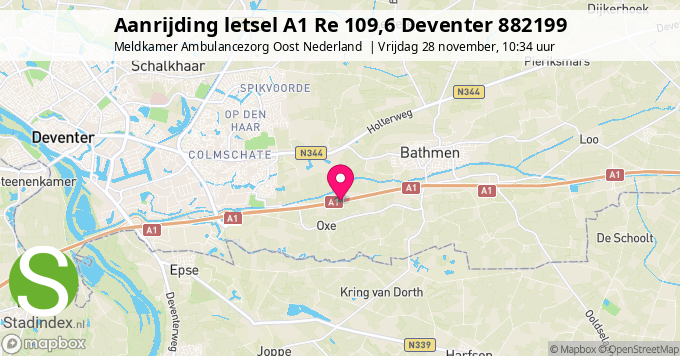 Aanrijding letsel A1 Re 109,6 Deventer 882199