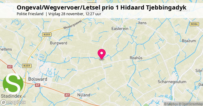 Ongeval/Wegvervoer/Letsel prio 1 Hidaard Tjebbingadyk