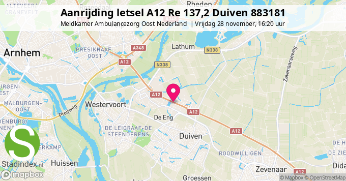 Aanrijding letsel A12 Re 137,2 Duiven 883181