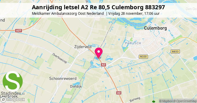 Aanrijding letsel A2 Re 80,5 Culemborg 883297