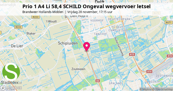 Prio 1 A4 Li 58,4 SCHILD Ongeval wegvervoer letsel