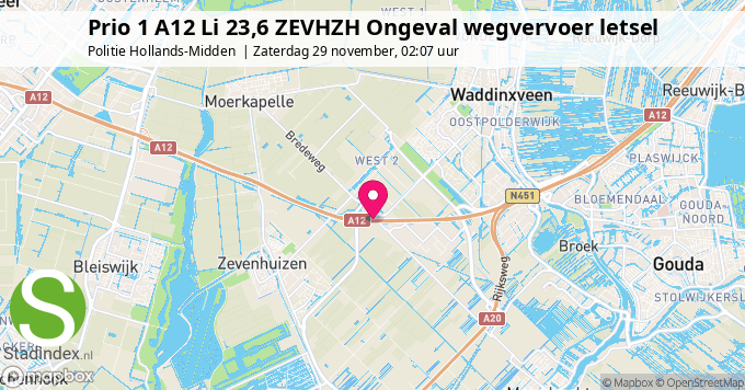 Prio 1 A12 Li 23,6 ZEVHZH Ongeval wegvervoer letsel