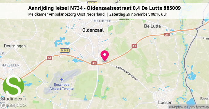 Aanrijding letsel N734 - Oldenzaalsestraat 0,4 De Lutte 885009
